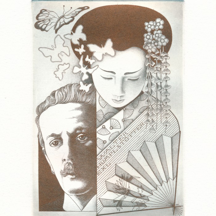 Ex libris dedicato a Walter Humplstotter - Puccini - Madame Butterfly
